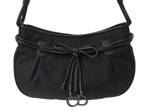 極美品 Christian Dior クリスチャンディオール トロッター柄 ワンショルダーバッグ 05-EO-1017 ジャガード レザー ブラック 中古 4b003589