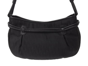 極美品 Christian Dior クリスチャンディオール トロッター柄 ワンショルダーバッグ 05-EO-1017 ジャガード レザー ブラック 中古 4b003589