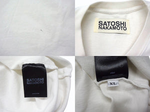 SATOSHI NAKAMOTO サトシナカモト 半袖Tシャツ サイズXL フェイスプリント ラインストーン ホワイト ブラック 良品 中古 4b003606