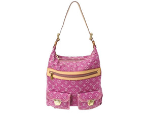 極美品 LOUIS VUITTON ルイヴィトン バギーGM ショルダーバッグ 2WAY M95210 モノグラム デニム ピンク ゴールド金具 中古 4b003609