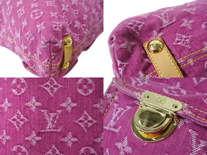 極美品 LOUIS VUITTON ルイヴィトン バギーGM ショルダーバッグ 2WAY M95210 モノグラム デニム ピンク ゴールド金具 中古 4b003609