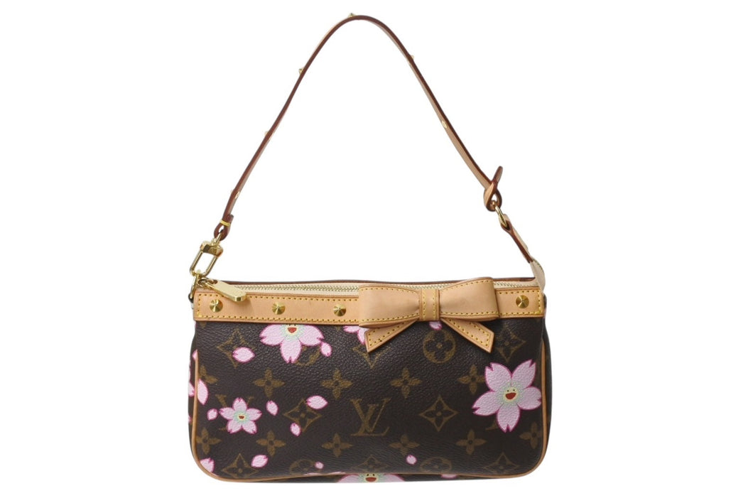 極美品 LOUIS VUITTON ルイヴィトン ポシェット アクセソワール アクセサリーポーチ M92006 モノグラム チェリーブロッサム 村上隆 中古 4b003612