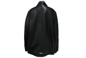 極美品 CHROME HEARTS クロムハーツ カバーオール レザージャケット サイズL クロスボール スクロールラベル金具 ブラック 中古 4b003626 