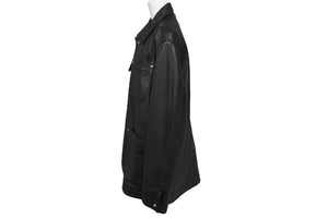 極美品 CHROME HEARTS クロムハーツ カバーオール レザージャケット サイズL クロスボール スクロールラベル金具 ブラック 中古 4b003626 