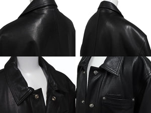 極美品 CHROME HEARTS クロムハーツ カバーオール レザージャケット サイズL クロスボール スクロールラベル金具 ブラック 中古 4b003626 