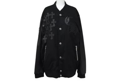 極美品 CHROME HEARTS クロムハーツ Letterman レターマン スタジャン サイズXL セメタリークロスパッチ 15パッチ BSフレア 中古 4b003627 