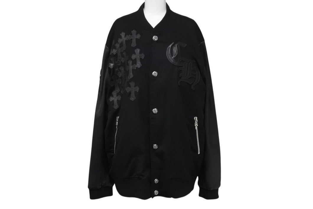 極美品 CHROME HEARTS クロムハーツ Letterman レターマン スタジャン サイズXL セメタリークロスパッチ 15パッチ BSフレア 中古 4b003627 