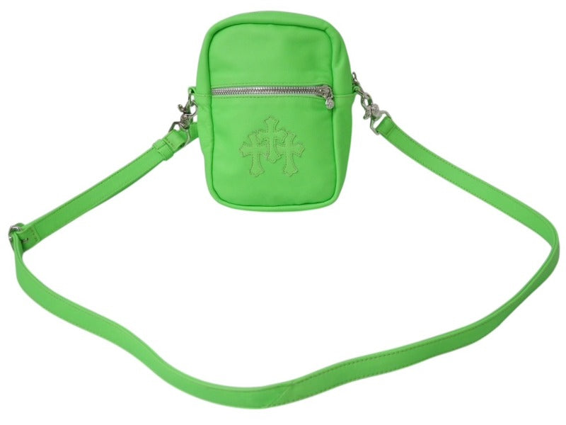 極美品 CHROME HEARTS クロムハーツ TAKA MINI タカ ミニ ショルダーバッグ セメタリークロスパッチ クロスボール グリーン 中古 4b003630