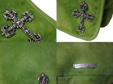 Load image into Gallery viewer, CHROME HEARTS クロムハーツ ラージ フィリグリークロス メールバッグ ショルダーバッグ スウェード シルバー925 グリーン 美品 中古 4b003631