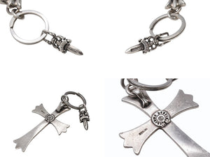 CHROME HEARTS クロムハーツ ラージクロス キーリング Wダガー 重量約51.9g STERLING刻印 スターリングシルバー 美品 中古 4b003632 