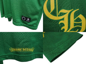新品未使用 CHROME HEARTS クロムハーツ カットソー CHプリント MESH WARM UP JERSEY RN#97729 ナイロン ポリエステル グリーン イエロー サイズM 中古 4b003633