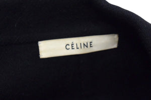 CELINE セリーヌ コート ロングコート フィービー期 ヴィンテージ パールボタン カシミヤ キュプラ サイズ34 イタリア製 ブラック 美品 中古 4b003640