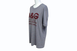 DOLCE&GABBANA ドルチェアンドガッバーナ KING ＆ QUEEN ロゴ 半袖Ｔシャツ グレー レッド コットン G8HR8T サイズS 美品 中古 4b003642