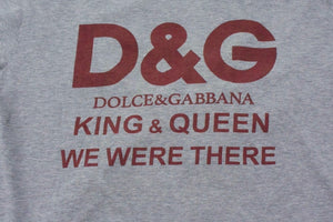 DOLCE&GABBANA ドルチェアンドガッバーナ KING ＆ QUEEN ロゴ 半袖Ｔシャツ グレー レッド コットン G8HR8T サイズS 美品 中古 4b003642