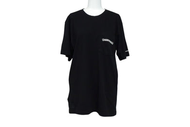 CHROME HEARTS クロムハーツ 半袖Ｔシャツ スクロールラベル コットン ブラック ホワイト アメリカ製 サイズM 良品 中古 4b003643