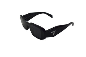 PRADA プラダ サングラス シンボルサングラス スクエア型 メタルロゴ SPR 17W-F ブラック アセテート 51□20 美品 中古 4b003651
