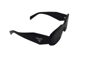 PRADA プラダ サングラス シンボルサングラス スクエア型 メタルロゴ SPR 17W-F ブラック アセテート 51□20 美品 中古 4b003651