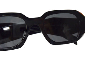 PRADA プラダ サングラス シンボルサングラス スクエア型 メタルロゴ SPR 17W-F ブラック アセテート 51□20 美品 中古 4b003651