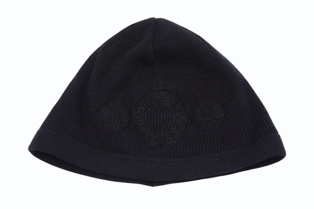 CHROME HEARTS クロムハーツ ホースシュー マルサービーニー ニット帽 USA製 コットン ブラック サイズ23cm 美品 中古 4b003652 