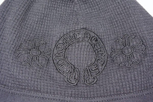 CHROME HEARTS クロムハーツ ホースシュー マルサービーニー ニット帽 USA製 コットン ブラック サイズ23cm 美品 中古 4b003652 