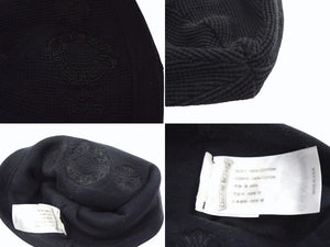 CHROME HEARTS クロムハーツ ホースシュー マルサービーニー ニット帽 USA製 コットン ブラック サイズ23cm 美品 中古 4b003652 