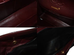 極美品 CHANEL シャネル マトラッセ23 Wフラップ Wチェーンショルダーバッグ 4番台 ラムスキン ココマーク ブラック ゴールド金具 中古 4b003656
