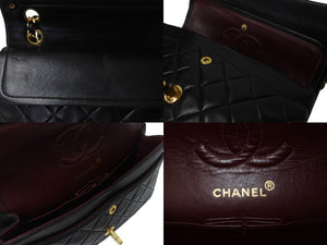 極美品 CHANEL シャネル マトラッセ23 Wフラップ Wチェーンショルダーバッグ 4番台 ラムスキン ココマーク ブラック ゴールド金具 中古 4b003656