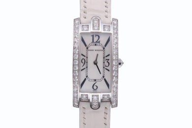 極美品 HARRY WINSTON ハリーウィンストン 330LQW Avenue C White Shell アヴェニュー K18WG ダイヤベゼル ホワイト 中古 4b003657