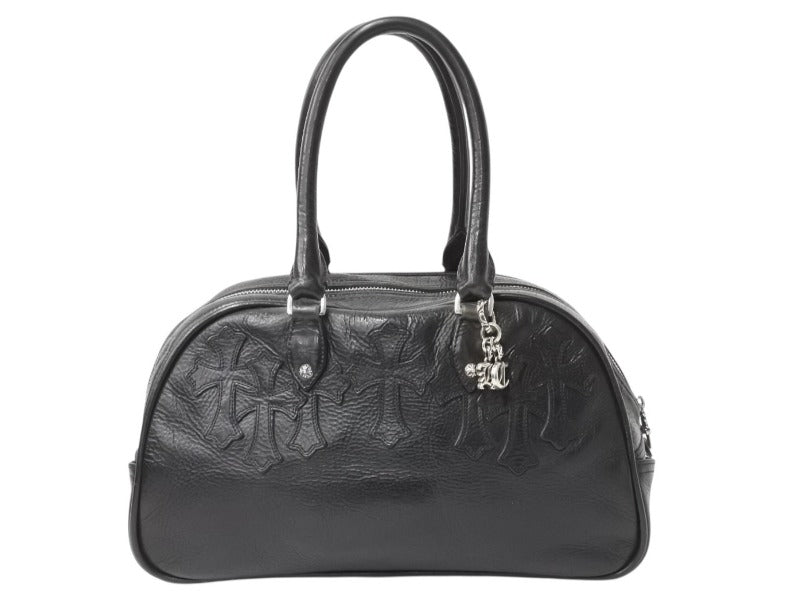 CHROME HEARTS クロムハーツ ジムバッグ スモール ハンドバッグ セメタリークロスパッチ 14パッチ ブラック 美品 中古 4b003660