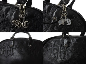 CHROME HEARTS クロムハーツ ジムバッグ スモール ハンドバッグ セメタリークロスパッチ 14パッチ ブラック 美品 中古 4b003660