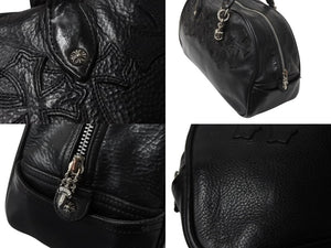 CHROME HEARTS クロムハーツ ジムバッグ スモール ハンドバッグ セメタリークロスパッチ 14パッチ ブラック 美品 中古 4b003660