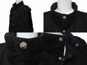 CHROME HEARTS クロムハーツ キルティングベスト サイズXXL クロスボールボタン スクロールラベルロゴ 金具入り 美品 中古 4b003661 