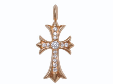 未使用 CHROME HEARTS クロムハーツ 22K タイニークロス スモールクロス 純正 パヴェダイヤ ペンダント ゴールド 中古 4b003664 