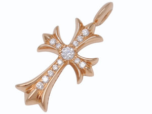 未使用 CHROME HEARTS クロムハーツ 22K タイニークロス スモールクロス 純正 パヴェダイヤ ペンダント ゴールド 中古 4b003664 
