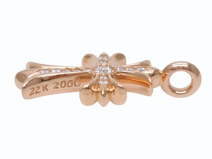 未使用 CHROME HEARTS クロムハーツ 22K タイニークロス スモールクロス 純正 パヴェダイヤ ペンダント ゴールド 中古 4b003664 