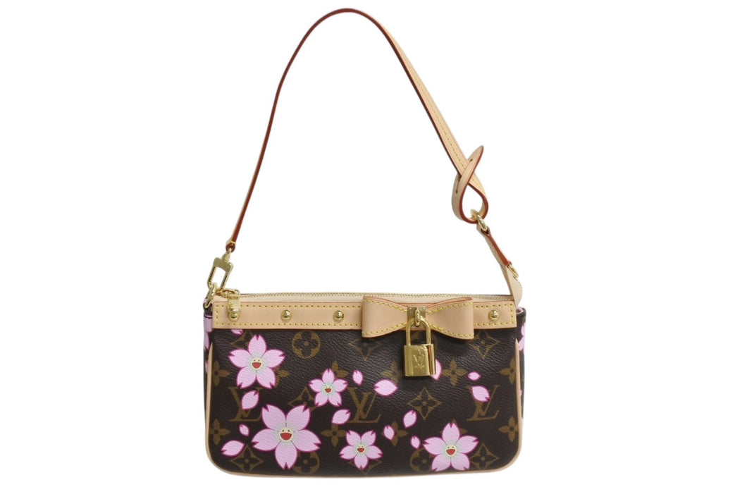 新品未使用 LOUIS VUITTON ルイヴィトン 村上隆 LV × TM モノグラム チェリーブロッサム ポシェット・アクセソワール ハンドバッグ M13666 中古 4b003665