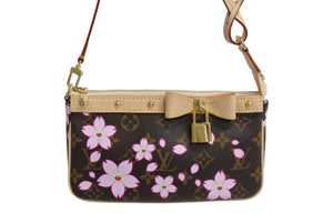 新品未使用 LOUIS VUITTON ルイヴィトン 村上隆 LV × TM モノグラム チェリーブロッサム ポシェット・アクセソワール ハンドバッグ M13666 中古 4b003665