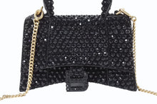 Load image into Gallery viewer, BALENCIAGA バレンシアガ Hourglass XS アワーグラス ハンドバッグ パリクチュールストア限定品 スワロフスキー ブラック 美品 中古 4b003667