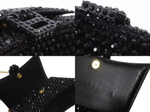BALENCIAGA バレンシアガ Hourglass XS アワーグラス ハンドバッグ パリクチュールストア限定品 スワロフスキー ブラック 美品 中古 4b003667