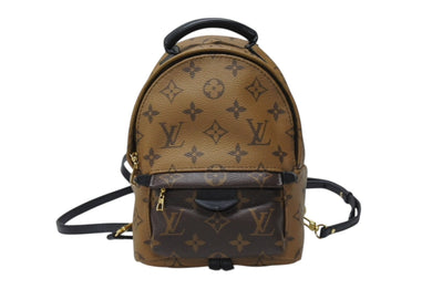 LOUIS VUITTON ルイ ヴィトン モノグラム リバース パームスプリングス ミニ デイパック M44872 マロン ブラック 美品 中古 4b003669