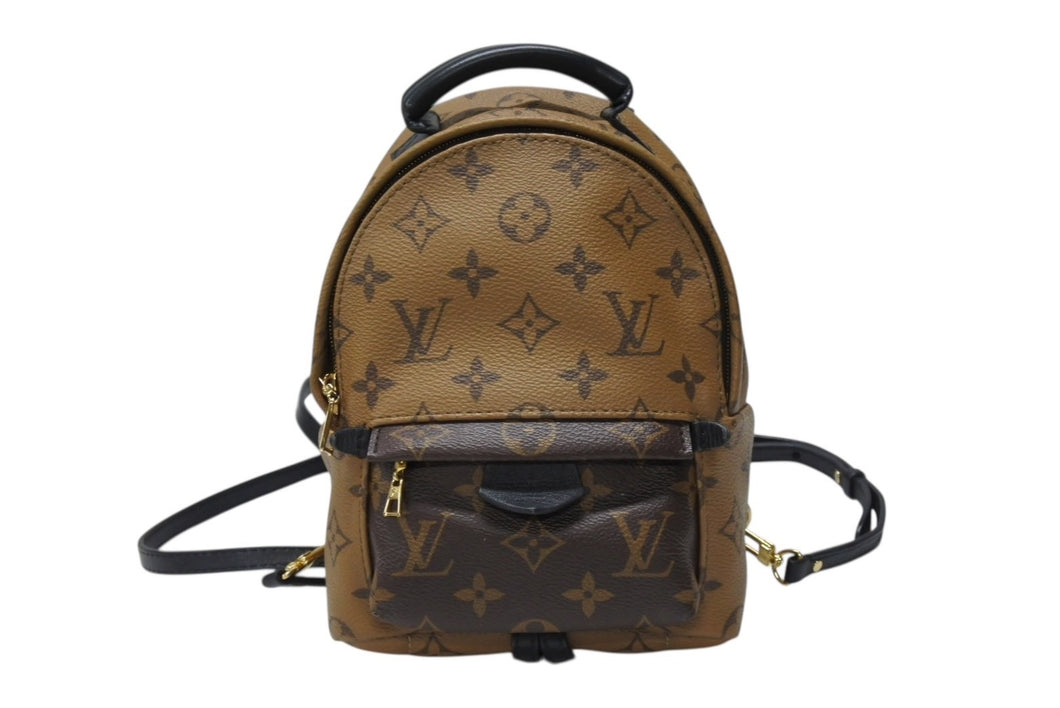 LOUIS VUITTON ルイ ヴィトン モノグラム リバース パームスプリングス ミニ デイパック M44872 マロン ブラック 美品 中古 4b003669