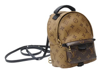 画像をギャラリービューアに読み込む, LOUIS VUITTON ルイ ヴィトン モノグラム リバース パームスプリングス ミニ デイパック M44872 マロン ブラック 美品 中古 4b003669