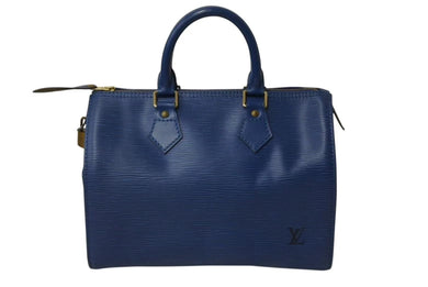 LOUIS VUITTON ルイヴィトン エピレザー スピーディ25 M43015 ハンドバッグ ミニボストン トレドブルー ゴールド金具 美品 中古 4b003671