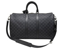 Load image into Gallery viewer, 極美品 LOUISVUITTON ルイヴィトン キーポルバンドリエール45 ボストンバッグ N41418 ダミエグラフィット ブラック 中古 4b003672