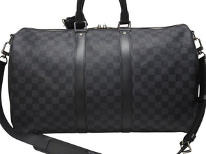 極美品 LOUISVUITTON ルイヴィトン キーポルバンドリエール45 ボストンバッグ N41418 ダミエグラフィット ブラック 中古 4b003672