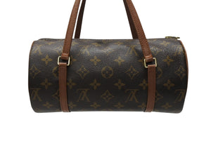 LOUIS VUITTON ルイヴィトン パピヨン26 ハンドバッグ M51386 モノグラム PVC レザー ブラウン ゴールド金具 美品 中古 4b003674