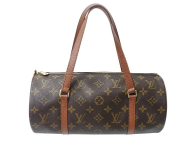 極美品 LOUIS VUITTON ルイヴィトン パピヨン30 ハンドバッグ モノグラム M51366 筒型 モノグラムキャンバス ゴールド金具 ブラウン 中古 4b003676