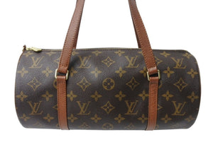 極美品 LOUIS VUITTON ルイヴィトン パピヨン30 ハンドバッグ モノグラム M51366 筒型 モノグラムキャンバス ゴールド金具 ブラウン 中古 4b003676