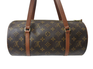 極美品 LOUIS VUITTON ルイヴィトン パピヨン30 ハンドバッグ モノグラム M51366 筒型 モノグラムキャンバス ゴールド金具 ブラウン 中古 4b003676