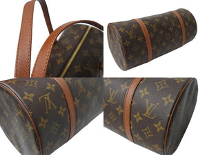 極美品 LOUIS VUITTON ルイヴィトン パピヨン30 ハンドバッグ モノグラム M51366 筒型 モノグラムキャンバス ゴールド金具 ブラウン 中古 4b003676
